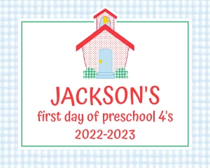Back to School Sign - School House, Blue: Back to School Sign - School House, Blue