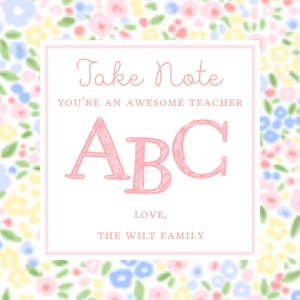 Teacher Appreciation - Gift Tag - Take Note, Pink Floral design preview