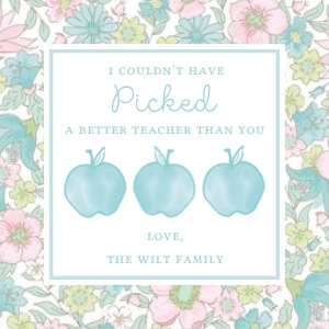Teacher Appreciation - Gift Tag - Ditsy Floral Apple, Blue design preview