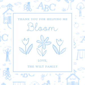 Teacher Appreciation - Gift Tag - School Toile Bloom, Blue design preview
