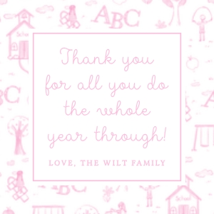 Teacher Appreciation - Gift Tag - School Toile - Thank you, Pink design preview