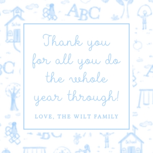 Teacher Appreciation - Gift Tag - School Toile - Thank you, Blue design preview