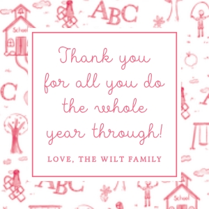 Teacher Appreciation - Gift Tag - School Toile - Thank you, Red design preview