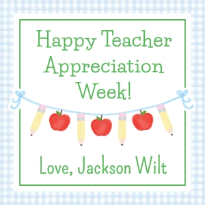 Teacher Appreciation - Gift Tag - DBD Apple Pencil Banner, Blue design preview