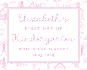 School Sign - School Toile, Pink: School Sign - School Toile, Pink