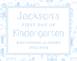 School Sign - School Toile, Blue: School Sign - School Toile, Blue