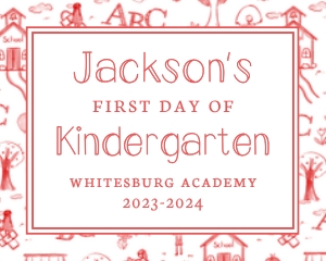 School Sign - School Toile, Red: School Sign - School Toile, Red