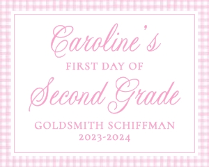 Back to School Sign - Pink Gingham: Back to School Sign - Pink Gingham