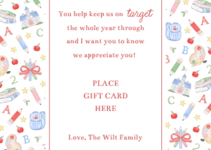 Teacher Appreciation - Gift Card Holder - Preppy School Days, Red (on target) design preview