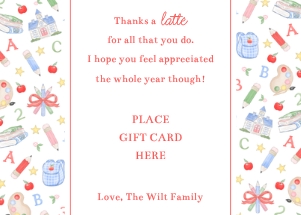 Teacher Appreciation - Gift Card Holder - Preppy School Days (coffee) design preview