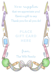 Teacher Appreciation - Gift Card Holder - Pastel School Supplies, Blue design preview