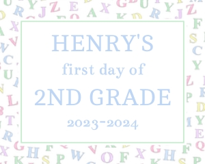 School Sign - Watercolor ABC's, Blue: School Sign - Watercolor ABC's, Blue