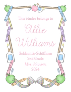 Binder Cover - Pastel School Supplies design preview