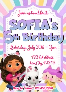 Gabby's Dollhouse Invitation design preview