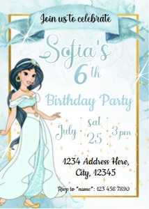 Princess Jasmine Invitation design preview