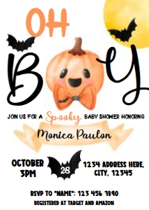 Halloween Baby Shower Invitation: Halloween Baby Shower Invitation