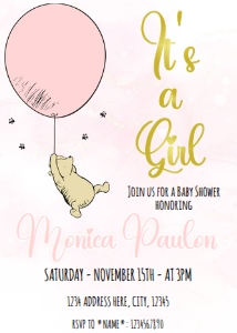 Winnie the Pooh Baby Shower Invitation design preview