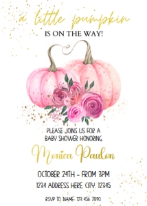 Pumpkin Baby Shower Girl Invitation design preview
