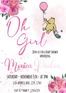 Winnie the Pooh Baby Shower Girl design preview