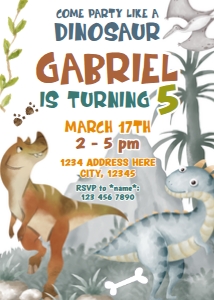 Dinosaur Boy Invitation design preview
