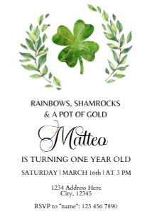 St Patrick's Day Birthday Invitation: St Patrick's Day Birthday Invitation
