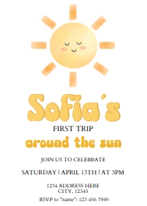 1st Trip Around the Sun Invitation design preview