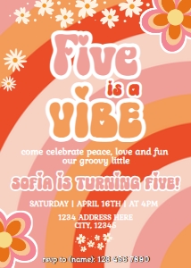 Five is a Vibe Birthday Invitation design preview