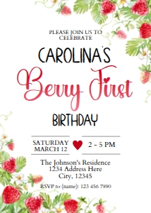 Berry First Birthday Invitation: Berry First Birthday Invitation