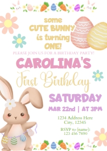 Easter 1st Birthday Invitation design preview