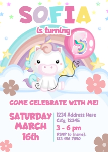 Unicorn Birthday Invitation design preview