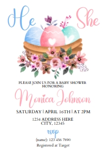 Easter Baby Shower Invitation: Easter Gender Reveal Invitation