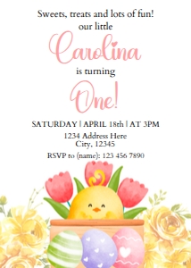Easter 1st Birthday Girl Invitation design preview