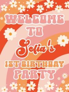 Groovy Birthday Welcome Sign design preview