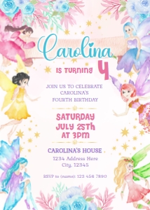 Garden Fairies Birthday Invitation design preview