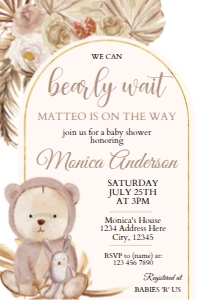 We Can Bearly Wait Invitation design preview