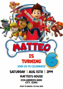 Paw Patrol Birthday Invitation design preview