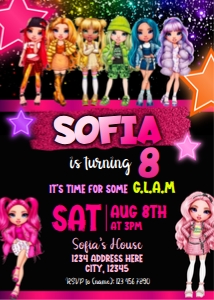 Rainbow High Birthday Invitation design preview