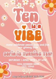 Ten is a Vibe Birthday Invitation design preview