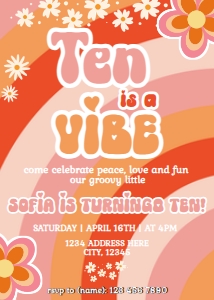 Ten is a Vibe Birthday Invitation design preview