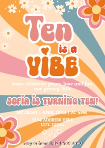 Ten is a Vibe Birthday Invitation design preview