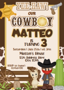 Cowboy Birthday Invitation design preview