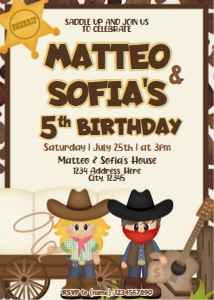 Wild West Joint Birthday Invitation design preview