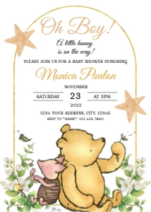 Winnie the Pooh Baby Shower Invitation design preview