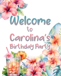 Hawaiian Birthday Welcome Sign design preview