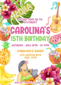 Hawaiian Birthday Invitation design preview