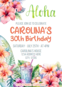 Hawaiian Birthday Invitation design preview