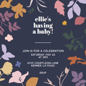 5x5 Floral Invitation Modern: 5x5 Blossom Baby Shower