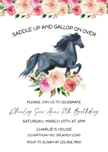 Floral Horse Black: Floral Black Horse