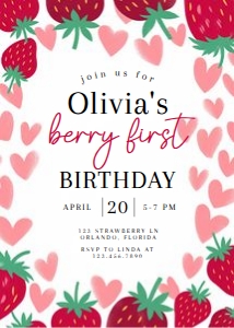 Strawberry Birthday Invite: Strawberry First