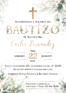 Spanish Bautizo Invitaciones - SBI-01-1-col-0008: Spanish Bautizo Invitaciones - SBI-01-col-0008